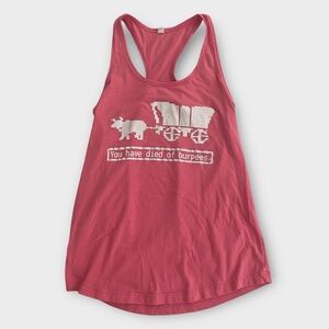 Women’s Tank Top Medium Racerback Oregon Trail Burpees Gen X Xennial Yoga Gym